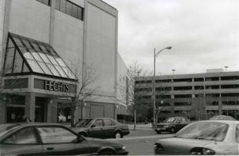 Exterior shot of Hecht's at Ballston Common and the renovated parking garage in 1996. (Photo courtesy of Arlington Public Library Center for Local History)Advertisement to meet Zippy the Chimp from the Evening Star. (Reprinted with permission of the DC Public Library, Star Collection (c) Washington Post) Exterior shot of Hecht's at Ballston Common and the renovated parking garage in 1996. (Photo courtesy of Arlington Public Library Center for Local History)