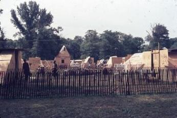 A view of the shacks of Resurrection City from outside the city's fence. (Photo source: Historical Society of Washington, DC)