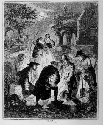 Resurrectionists robbing a gravesite.
