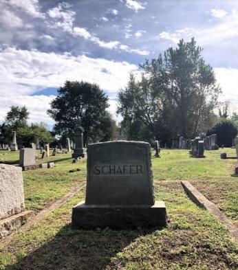 Photograph of what is believed to be the Schafer Plot at the Washington Street United Methodist Church Cemetery in Alexandria. (Photo source: Ruthie Cooney.)