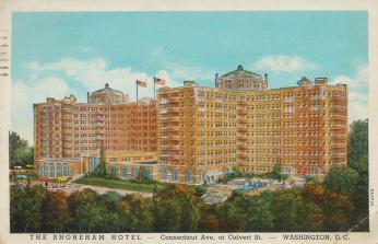 A postcard from 1940 of the Shoreham Hotel in Washington, D.C. The site where Phyllis Schlafly held her June 1982 gala celebrating the end of the Equal Rights Amendment.