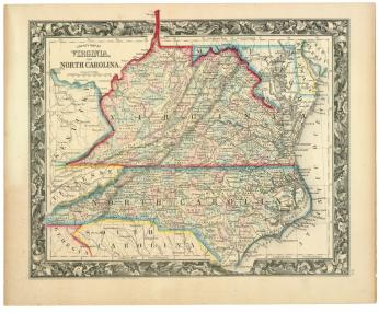 1860 County map of Virginia, and North Carolina. (Source: Library of Congress)