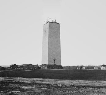 The unfinished Washington Monument, circa 1860. Source: Library of Congress