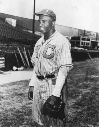 Jackie Robinson tied a National Negro League record by going 7 for 7 at the plate in a June 24, 1945 doubleheader against the Homestead Grays in Washington. (Photo source: Library of Congress, American Memory)