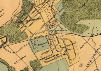 1890s map showing the North Kensington and Kensington Park subdivisions bisected by the railroad