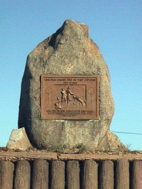 In 1920, veterans of the Battle of Fort Stevens erected a stone marker paying tribute to President Lincoln's presence at the battle. (Photo source: National Park Service)