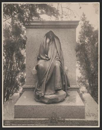 "Grief," the statue of a hooded figure erected for Clover Adams by Henry Adams. (Photo source: Library of Congress.)
