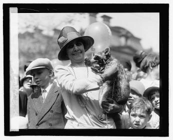 Grace Coolidge with Rebecca the Raccoon First Lady Grace Coolidge holds Rebecca the Raccoon