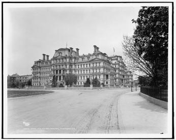 The Executive Office Building in the late 19th century, then the home of the Departments of State, War, and the Navy, not to mention the Constitution. (Image source: Library of Congress)