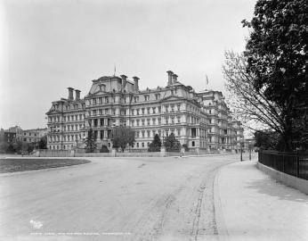 The Executive Office Building in the late 19th century, then the home of the Departments of State, War, and the Navy, not to mention the Constitution. (Image source: Library of Congress)