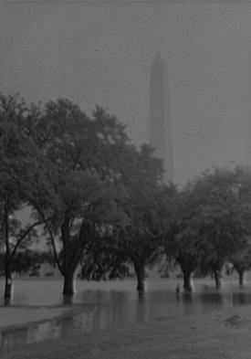 View of flooded Ellipse, with the Washington Monument in the background, August 23, 1933. (Source: Library of Congress)