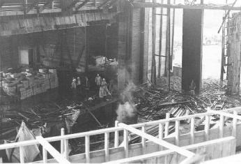 A photo from the Filene Center balcony after the 1971 fire. (Source: Falls Church Volunteer Fire Department)