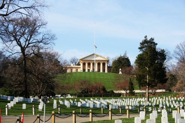 Arlington House overlooking Section 31 and a neighboring section of the National Cemetery.
