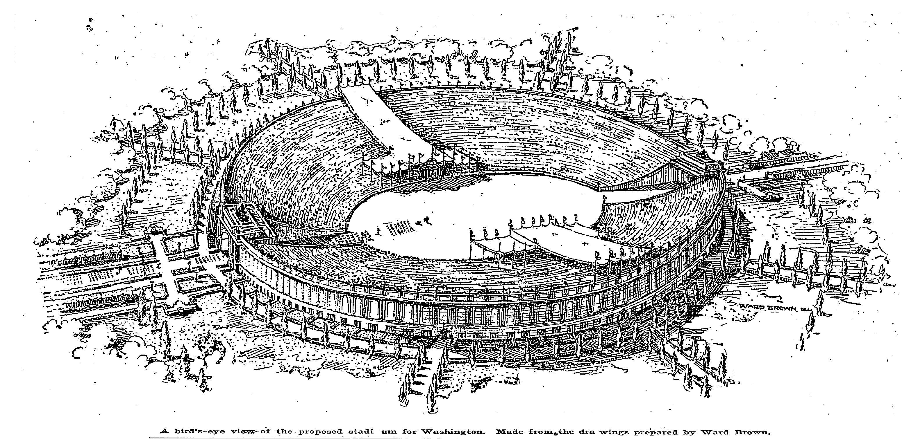 Drawing of proposed Washington, D.C. stadium in 1911. (Source: Washington Post)