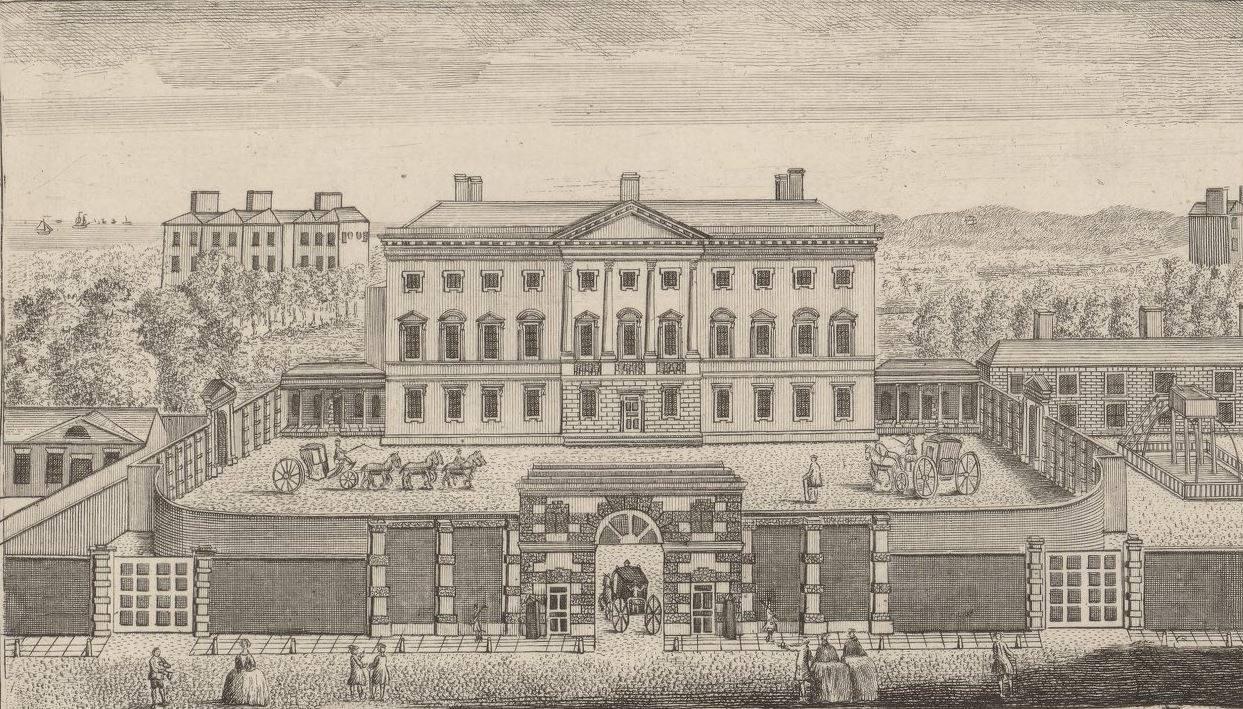 Black and white drawing of Leinster House.