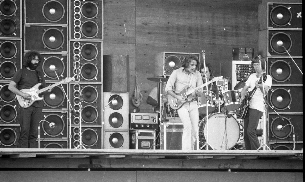 The Grateful Dead perform at the Watkins Glen Rock Festival Summer Jam at Watkins Glen, N.Y., July 28, 1973 (Photo By: Richard Corkery/NY Daily News via Getty Images)