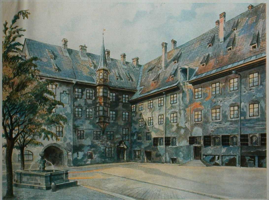 The Courtyard of the Old Residency in Munich, Adolf Hitler, 1914 (Source: Wikipedia) The Courtyard of the Old Residency in Munich, Adolf Hitler, 1914 (Source: Wikipedia)
