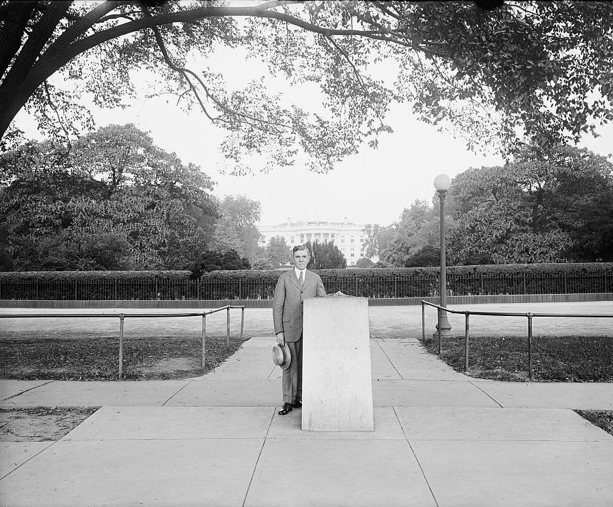 Dr. S.M. Johnson with Zero Milestone. (Photo source: Library of Congress)