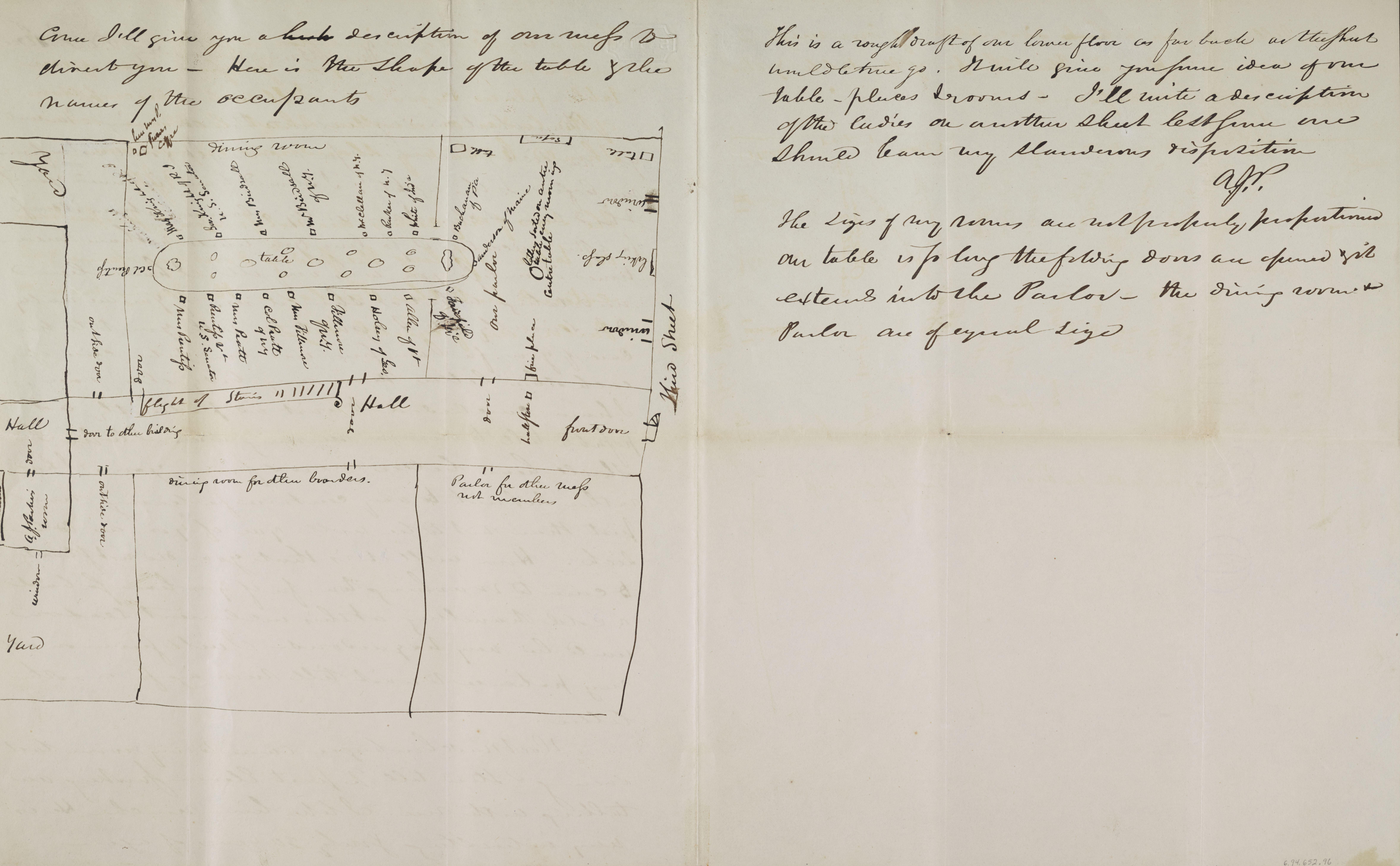 Illustrated letter, Amasa J. Parker to Harriet Parker describing the boardinghouse where he and two future presidents resided, 31 December. 31 December, 1837. Manuscript/Mixed Material. https://www.loc.gov/item/mcc.084/.