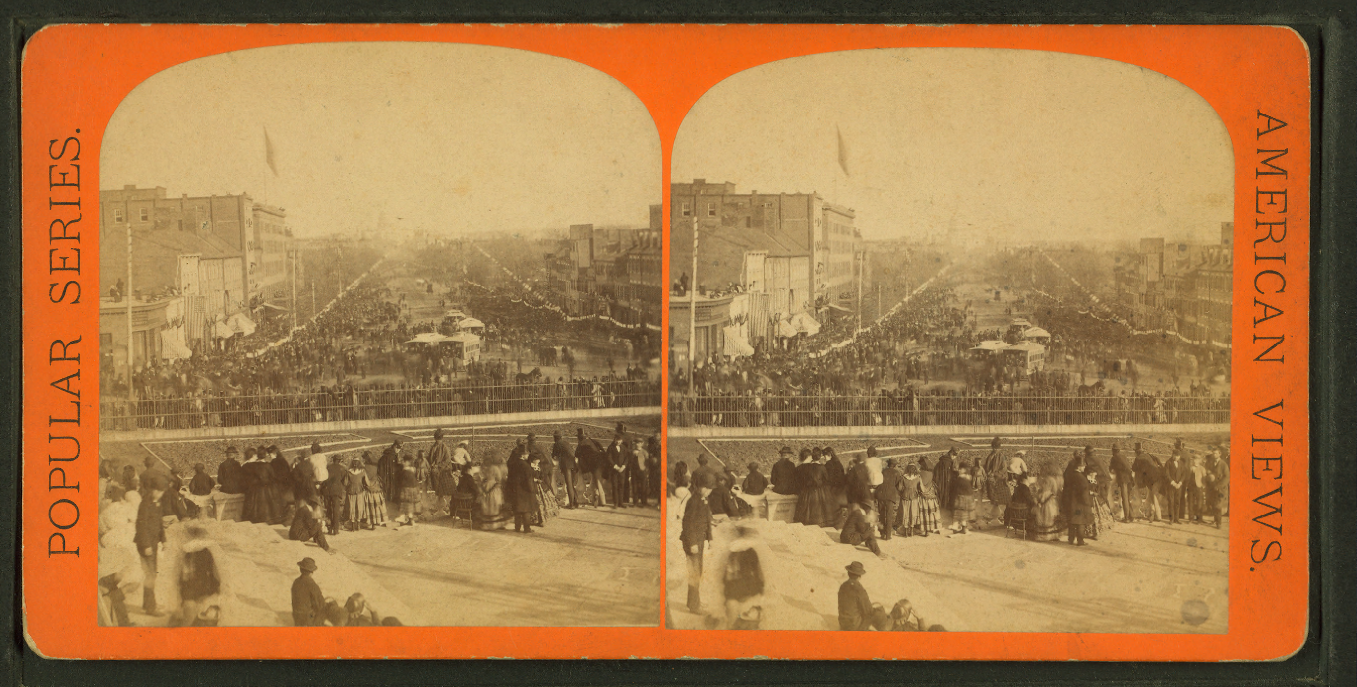 Crowds pack the top floor of the Treasury Building as the Carnival is in full swing on Pennsylvania Avenue. (Image source: Wikimedia Commons) Crowds pack the top floor of the Treasury Building as the Carnival is in full swing on Pennsylvania Avenue.