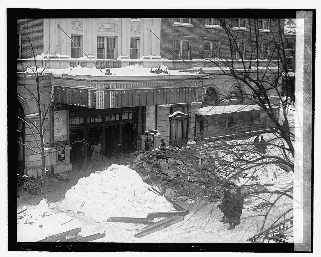 Rubble outside of Knickerbocker Theater following collapse. (Source: Library of Congress)
