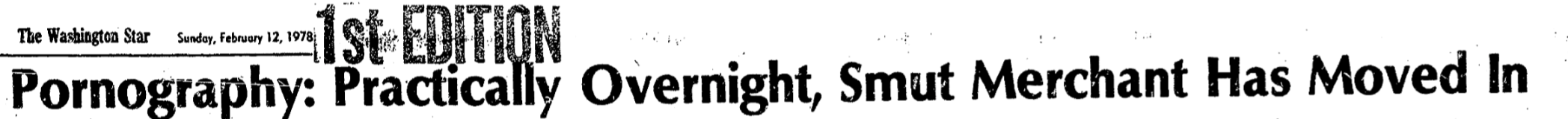 Evening Star headline, Feb 1978