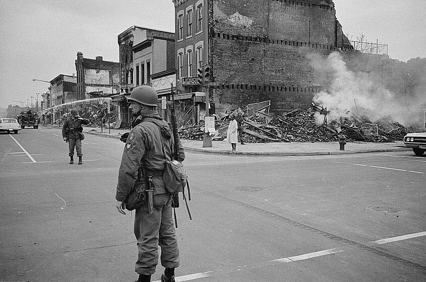 National Guard patrols Washington, D.C. in the aftermath of the 1968 riots. (Source: Library of Congress) National Guard patrols Washington, D.C. in the aftermath of the 1968 riots. (Source: Library of Congress)