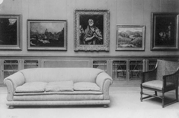 A gallery with paintings and a sofa at the Phillips Collection, DC